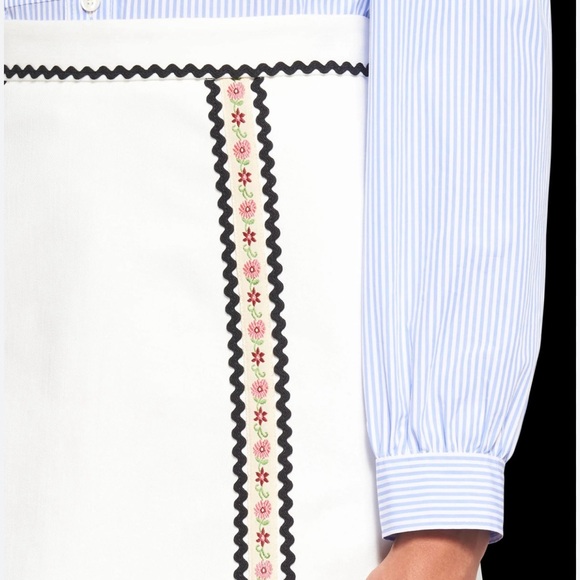 Miu Miu White Denim Mini Skirt With Floral Trim size 40 - Picture 3 of 14